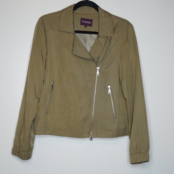 Vigoss Jackets & Coats Vigoss Army Green Moto Jacket Lightweight 0